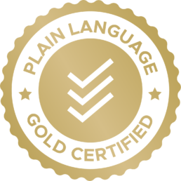 Plain Language Gold Certified White BG